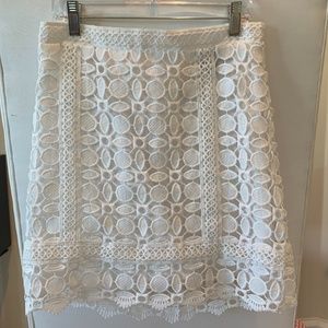 TOPSHOP White Guipure Lace A-Line Skirt